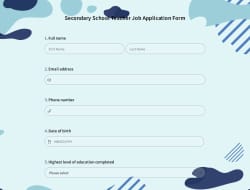 Secondary School Teacher Job Application Form