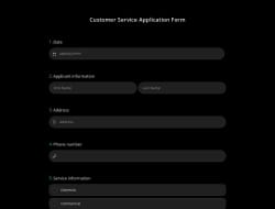 Formulário de Candidatura para Serviço de Atendimento ao Cliente