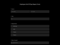 Employee End Of Day Report Form Template