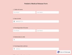 Pediatric Medical Release Form