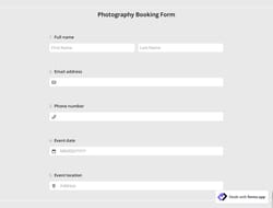 Photography Booking Form