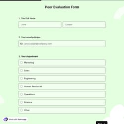 Peer Evaluation Form Template
