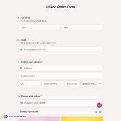Online Order Form Template