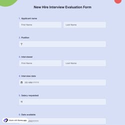 New Hire Interview Evaluation Form