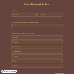 School Uniform Order Form
