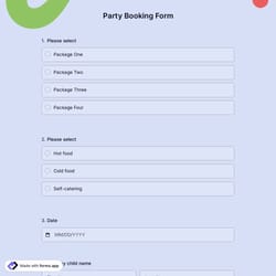 Party Booking Form