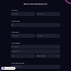 Music Artist Booking Form