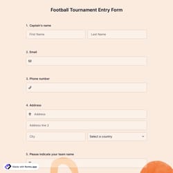 Football Tournament Entry Form