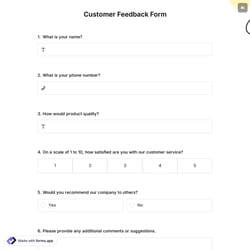 Customer Feedback Form
