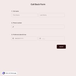 Call Back Form