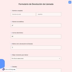 Formulario de Devolución de Llamada