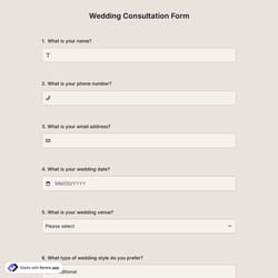 Wedding Consultation Form