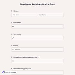 Warehouse Rental Application Form