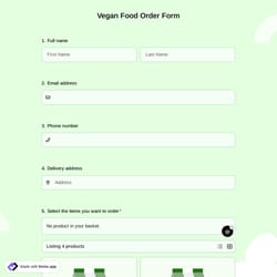 Vegan Food Order Form