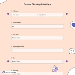 Custom Clothing Order Form