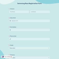 Swimming Race Registration Form