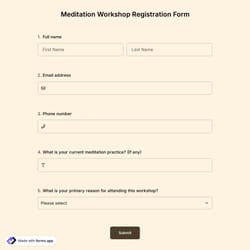 Meditation Workshop Registration Form