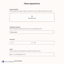 Photo Upload Form Template