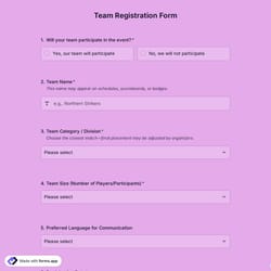 Team Registration Form