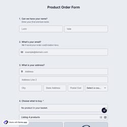 Product Order Form Template