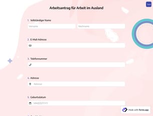 Arbeitsantrag für Arbeit im Ausland