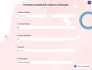 Formulario de Solicitud de Trabajo en el Extranjero