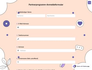 Partnerprogramm-Anmeldeformular