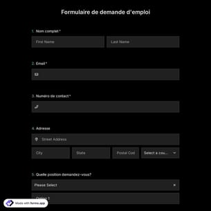 Modèle de Formulaire de Demande D'emploi