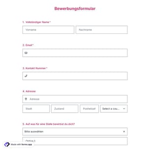 Vorlage für Bewerbungsformular