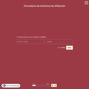 Plantilla de Formulario de Solicitud de Afiliación