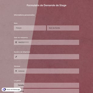 Modèle de Formulaire de Demande de Stage