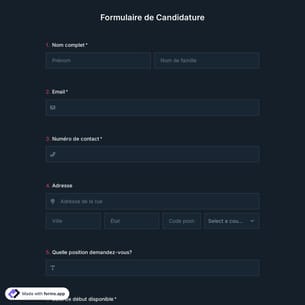 Modèle de Formulaire de Candidature