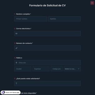 Plantilla de Formulario de Solicitud de CV