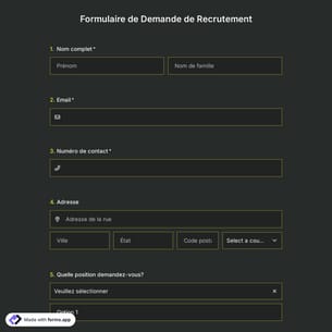Modèle de Formulaire de Demande de Recrutement