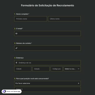 Modelo de Formulário de Inscrição de Recrutamento