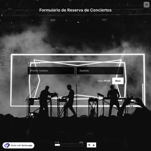 Plantilla de Formulario de Reserva de Conciertos