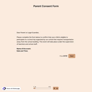 Parent Consent Form Template