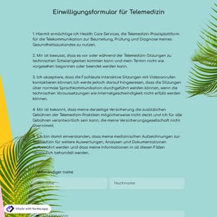 Einwilligungsformular für Telemedizin