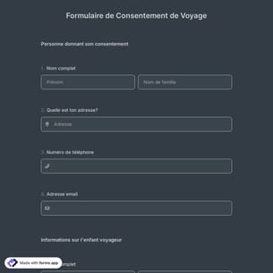Modèle de Formulaire de Consentement de Voyage