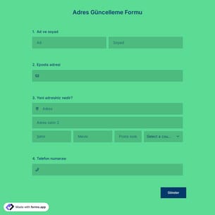 Adres Güncelleme Formu Şablonu