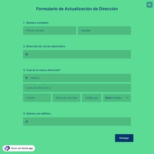 Plantilla de Formulario de Actualización de Dirección