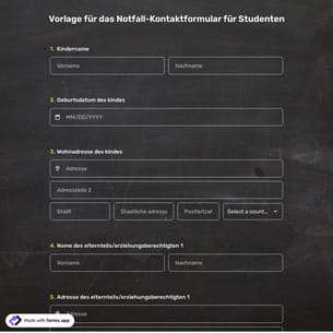 Vorlage für das Notfall-Kontaktformular für Studenten