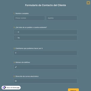 Plantilla de Formulario de Contacto del Cliente