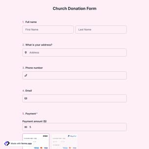 Church Donation Form Template