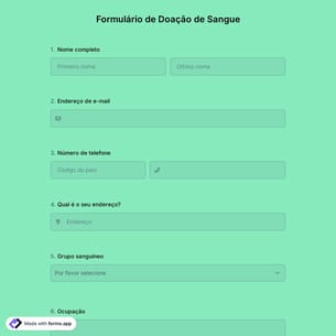 Modelo de Formulário de Doação de Sangue