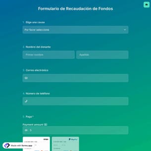 Plantilla de Formulario de Recaudación de Fondos