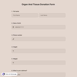 Organ And Tissue Donation Form Template