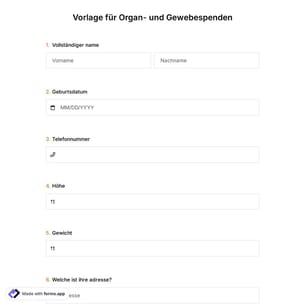 Vorlage für Organ- und Gewebespenden