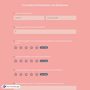 Modèle de Formulaire de Evaluation des Bénévoles