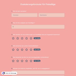 Evaluierungsformular für Freiwillige